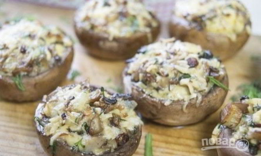 Рецепт фаршированных шампиньонов с сыром и зеленью