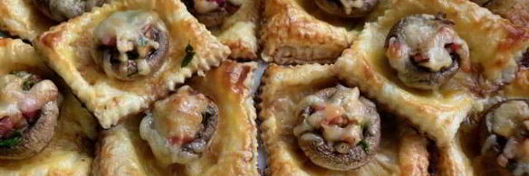 грибы фаршированные на слоеном тесте