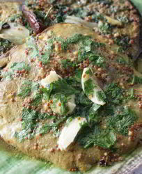 Грибы с горчицей, маслом и петрушкой на гриле