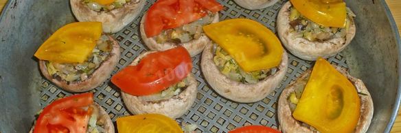 грибы с сыром и помидорами в духовке