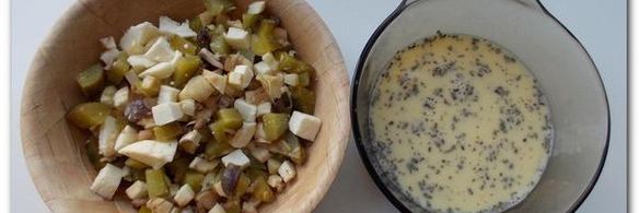 печеные шампиньоны с адыгейским сыром и соленым огурцом