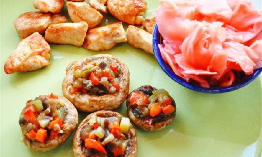 Рецепт шампиньонов, фаршированных овощами