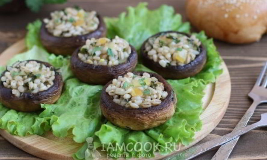 Рецепт шампиньонов, фаршированных перловкой