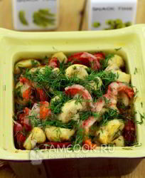 Шампиньоны с болгарским перцем и пармезаном