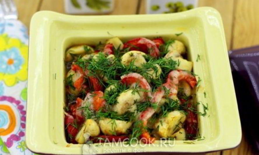 Рецепт шампиньонов с болгарским перцем и пармезаном