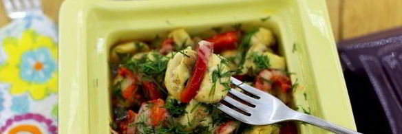 шампиньоны с болгарским перцем и пармезаном