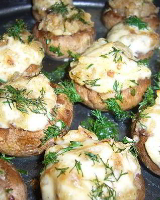 Шампиньоны с сыром и зеленью