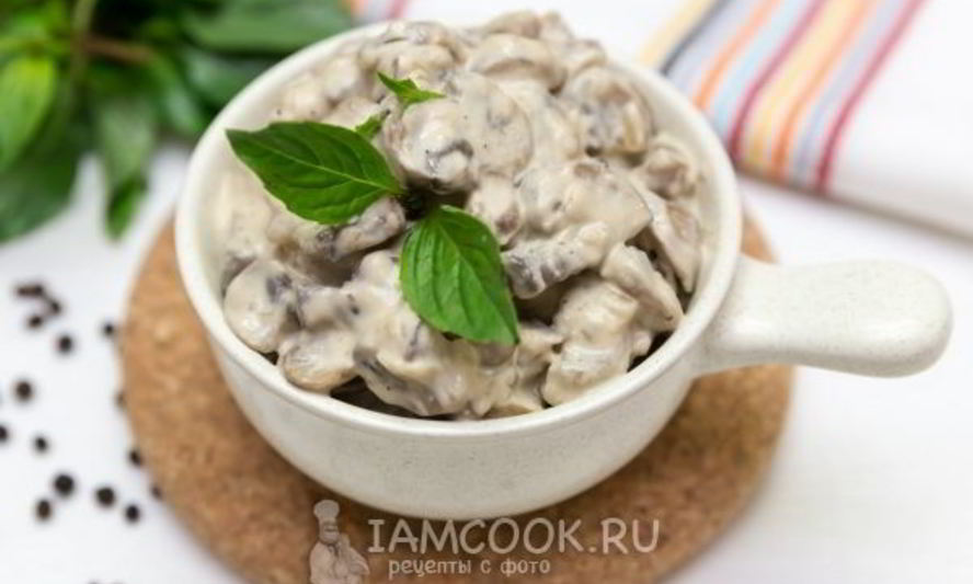 Рецепт шампиньонов в сливках
