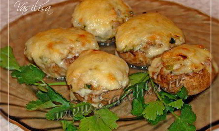 Рецепт шляпок шампиньонов, запеченные под сметаной