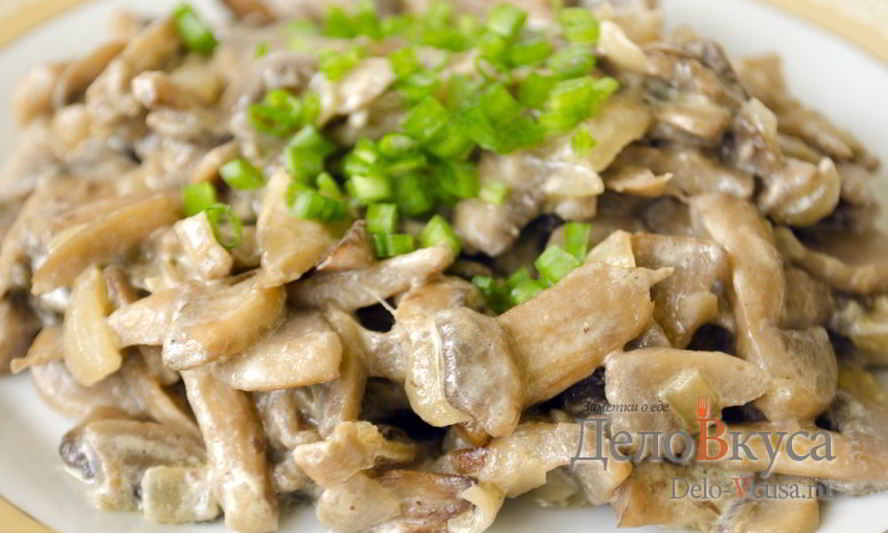 Рецепт жареных шампиньонов со сметаной