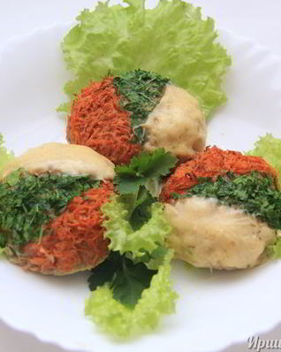 Трехцветные котлеты в духовке