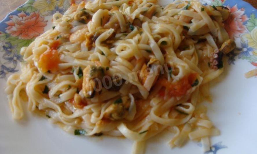 Рецепт лапши с морепродуктами
