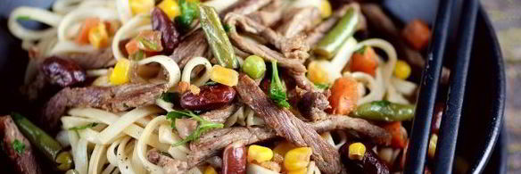 лапша удон с говядиной и овощами