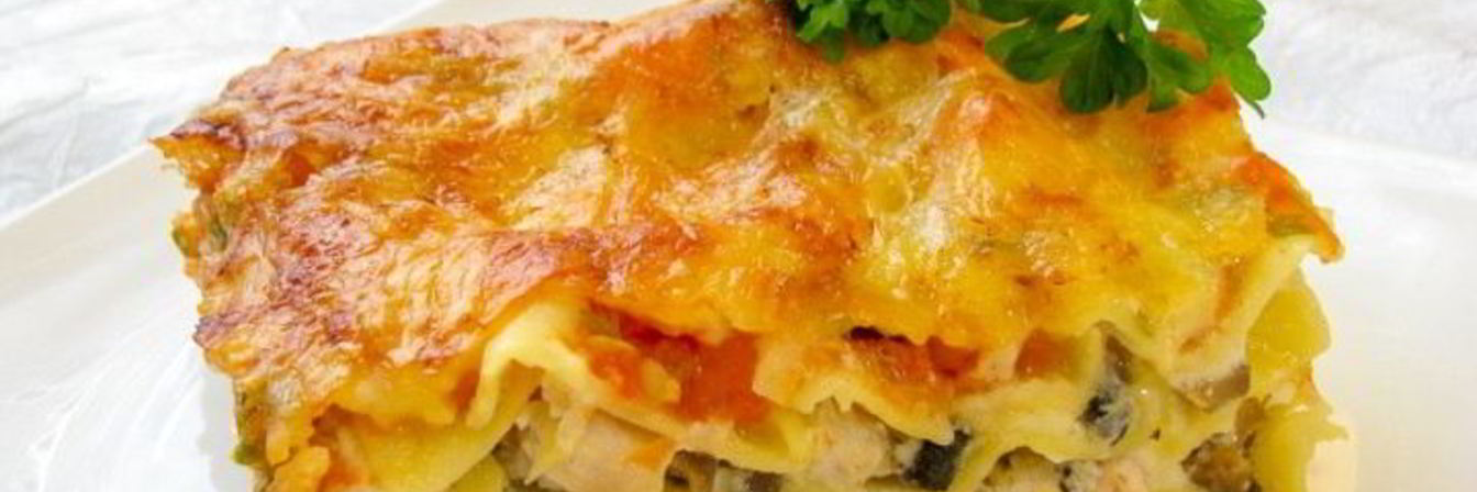 Лазанья с грибами и куриным филе