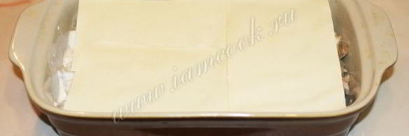 лазанья с курицей и грибами