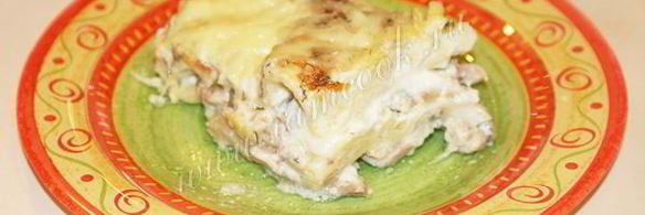 лазанья с курицей и грибами