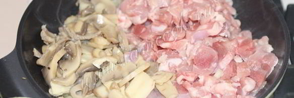 лазанья с курицей и грибами