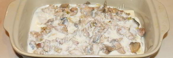 лазанья с курицей и грибами