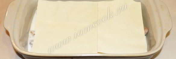 лазанья с курицей и грибами