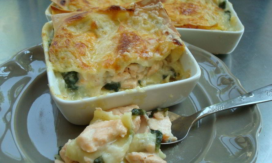 Рецепт лазаний с лососем и шпинатом