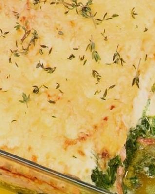 Лазанья с семгой и шпинатом