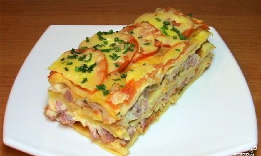 Рецепт лазаний с сыром и ветчиной