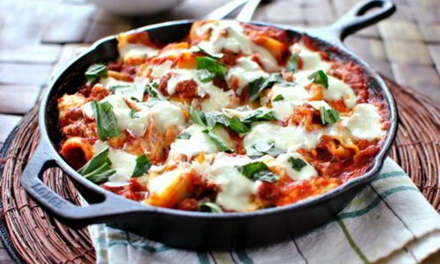 Рецепт мясной лазанья в сковороде