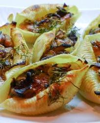 Макароны ракушки фаршированные грибами