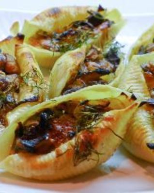Макароны ракушки фаршированные грибами