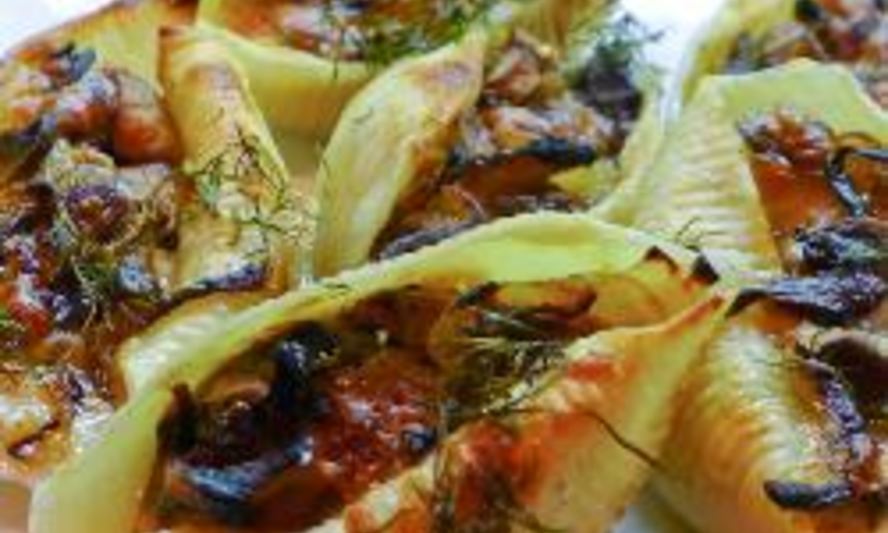 Рецепт макарон ракушки фаршированные грибами