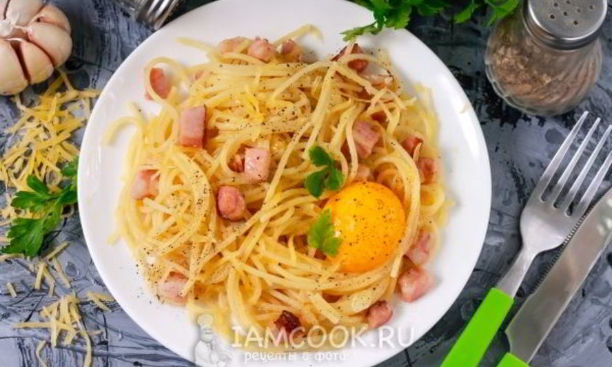 Рецепт пасты карбонара с беконом без сливок
