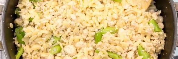 паста орзо с фаршем и стручковой фасолью