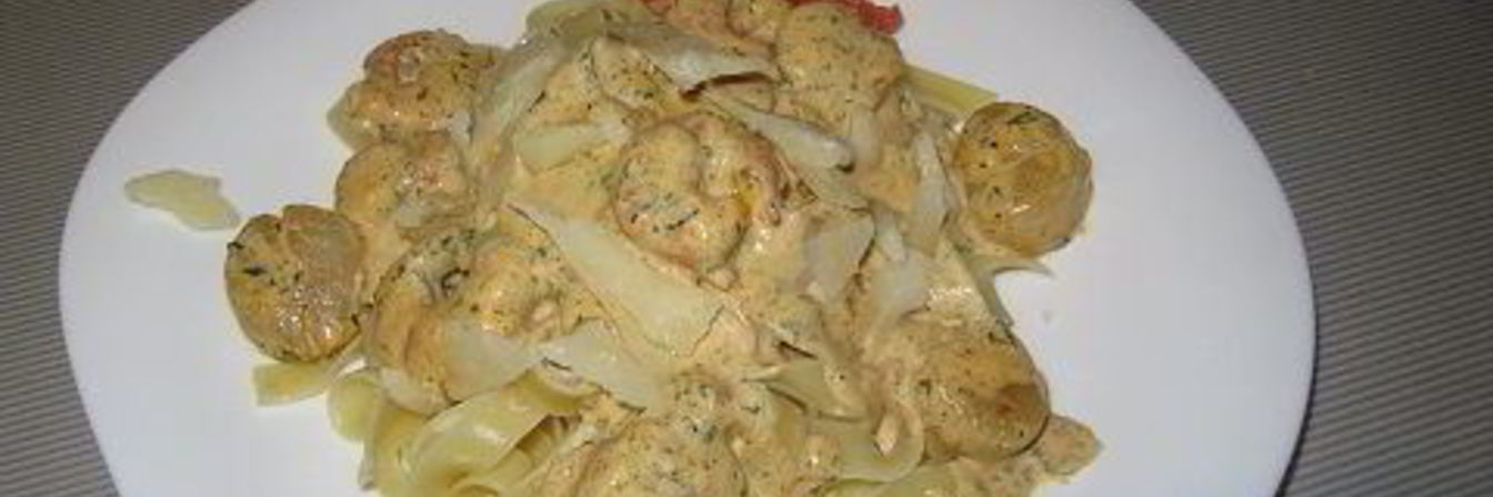 Паста с гребешками