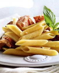 Паста с лососем, грибами и сыром