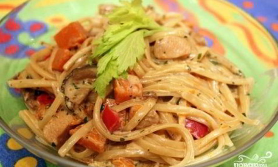 Рецепт пасты с овощами в сливочном соусе