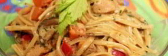 паста с овощами в сливочном соусе