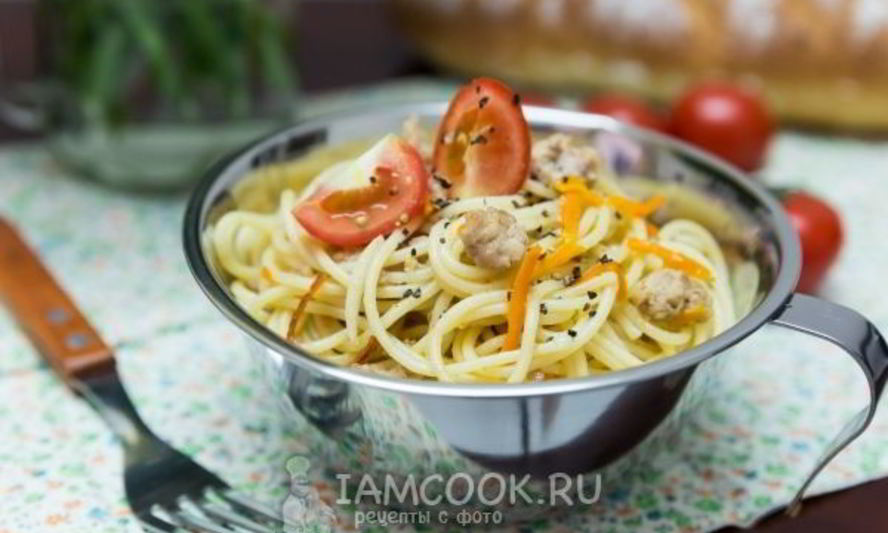 Рецепт спагетти с фаршем и сванской солью