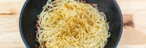 спагетти с фаршем и сванской солью