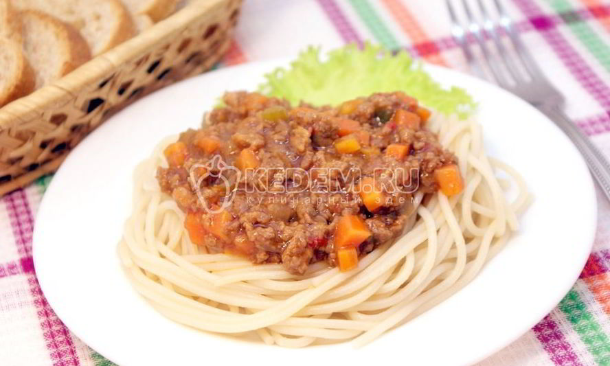 Рецепт спагетти с мясной подливой
