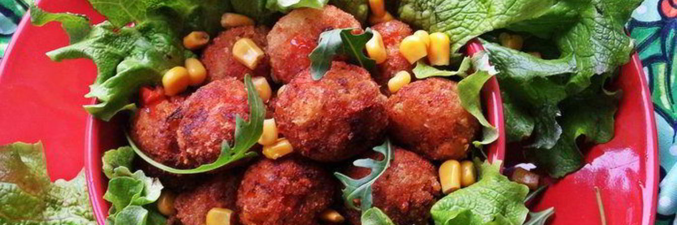 Закусочные колобки из спагетти