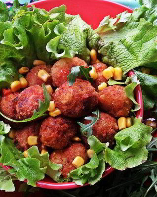 Закусочные колобки из спагетти