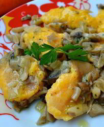 Морковные клецки с грибами