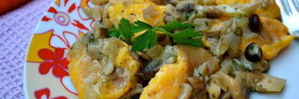 морковные клецки с грибами