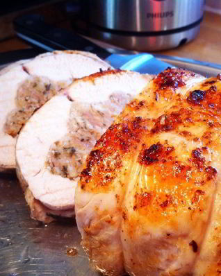 Фаршированная курица без костей