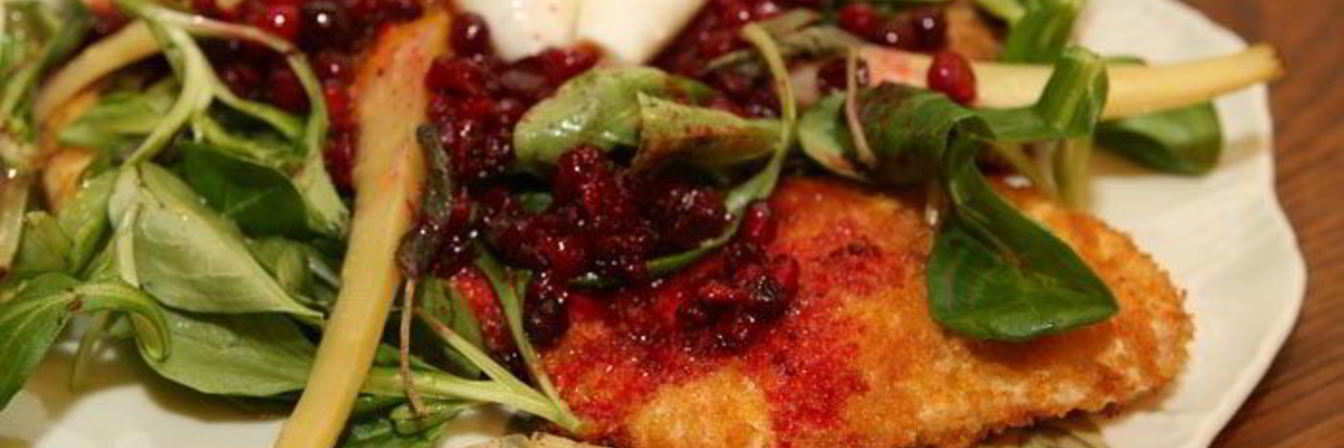 Индейка с пастернаком и клюквенным соусом