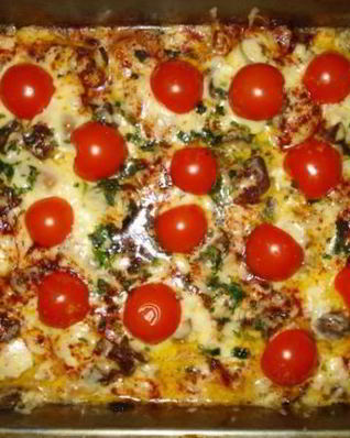 Куриная грудка с грибами, сыром и сливками