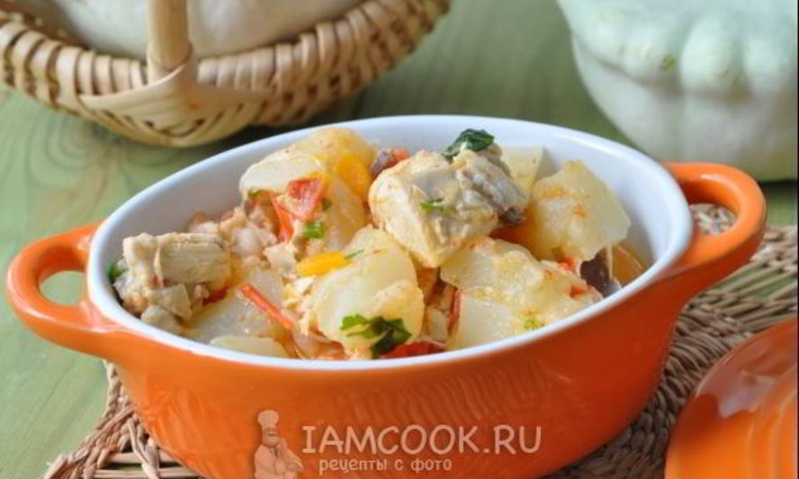 Рецепт куриной грудки с патиссонами в мультиварке