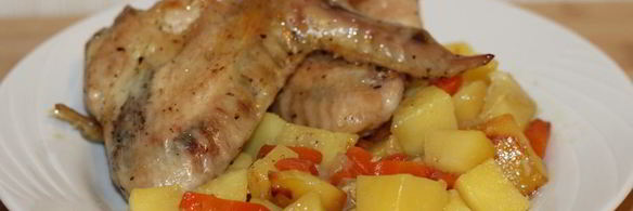 куриные крылышки с картошкой в рукаве