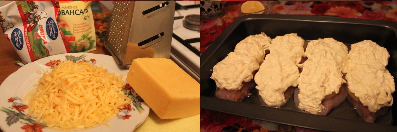 Курица с ананасами под сыром