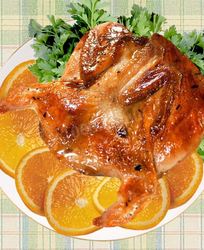 Куропатка запеченная с апельсинами